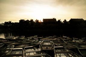 Boats at Sunset in Tamcoc
