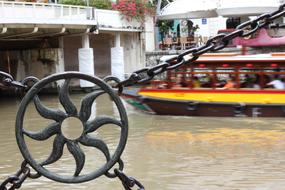 chained wrought iron decoration at Boat on River, Singapore