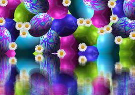 background of colorful falling eggs