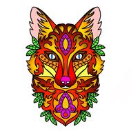fox colourful animal head drawing