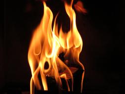 Orange flames in the dark
