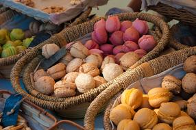 Colorful macorons in basket