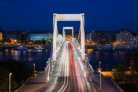 illuminated bridge in Budapest Hungary City