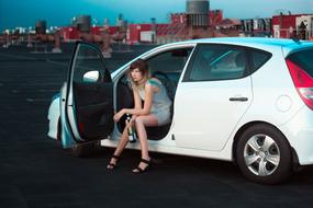 Girl with Alcohol in white Auto