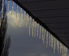 beautiful icicles on the roof