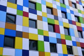 colored house facade with windows