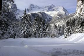 Snowy nature summit Mountains in Austria
