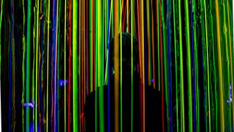 Person among the colorful lines