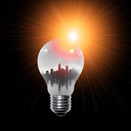 cityscape in the light bulb