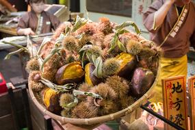 prickly nuts in a basket