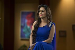 beautiful woman in a blue dress