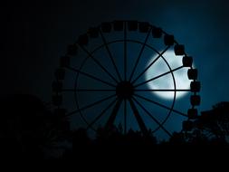 Ferris Wheel Silhouette at Night