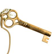 gold key on a chain