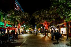 pedestrian street in vermont at night