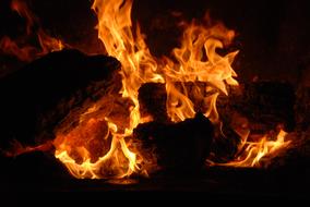 hot fire on the logs