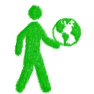 green stick man with globe