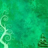 green background with scrapbooking paper