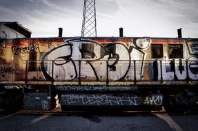 old train car in graffiti