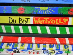 colorful bench in drawings