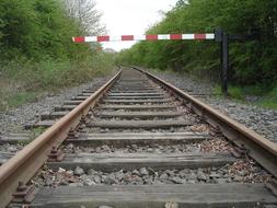 barrier on the railroad in the woods