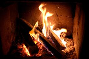 hot fire in the fireplace