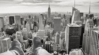 panoramic view of manhattan in black and white background