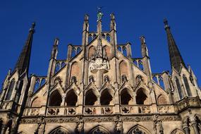 Town Hall, detail of facade at sky, germany, Munich