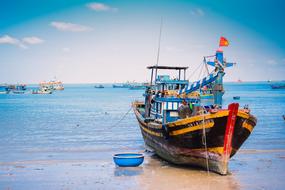 color fishing boat