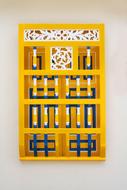yellow window with decorative elements