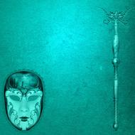 green background with vintage mask