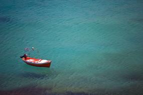 lonely boat in a beautiful lake