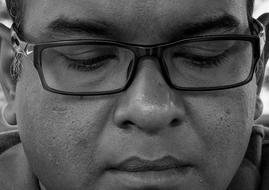 Man Close Up Face Black And white