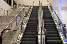 empty escalator in the large hall