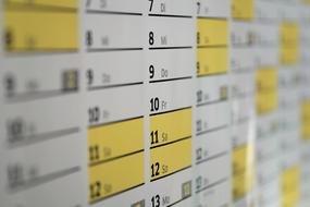 close up color calendar on the wall