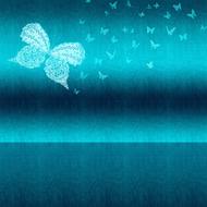 Beautiful blue and black gradient background with blue butterflies