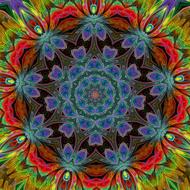 abstract art blue orange flowers