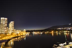 panoramic view of night vancouver