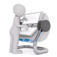 model of a person with office equipment
