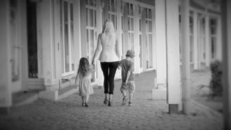 Mother with Children Black And white photo