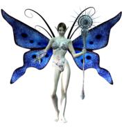 fairy with blue wings as a 3d drawing