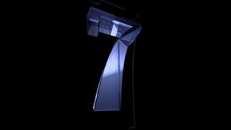 blue digit seven at black background
