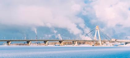 bridge in landscape of russia