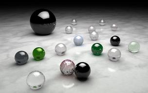 glossy Balls on grey surface, 3d render