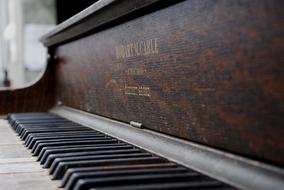 Keys of Old Piano close up