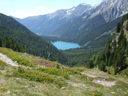 beautiful lake in the mountains view