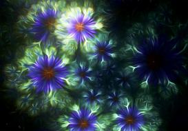 fractal painting blue floral