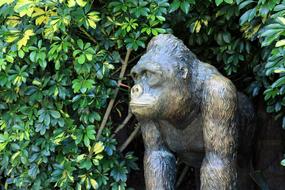 Gorilla, stone Sculpture at greenery