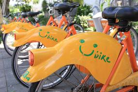 Bike Ubike Taipei in the parking lot close-up