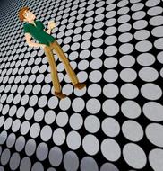 painted young man wandering polka dots tile
