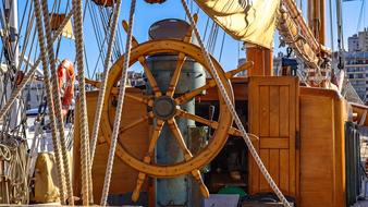 wooden ship helm